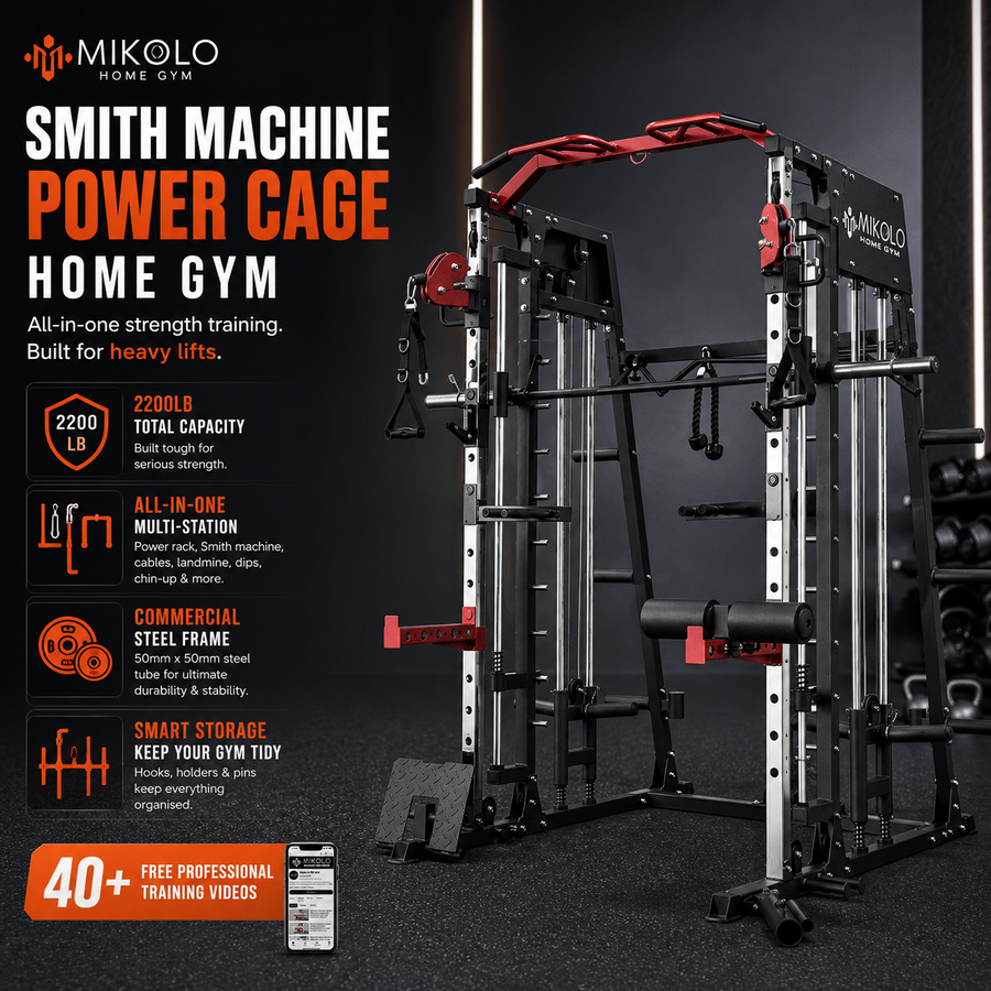 Smith Machine Power Cage Home Gym, 2200lb, All-in-One