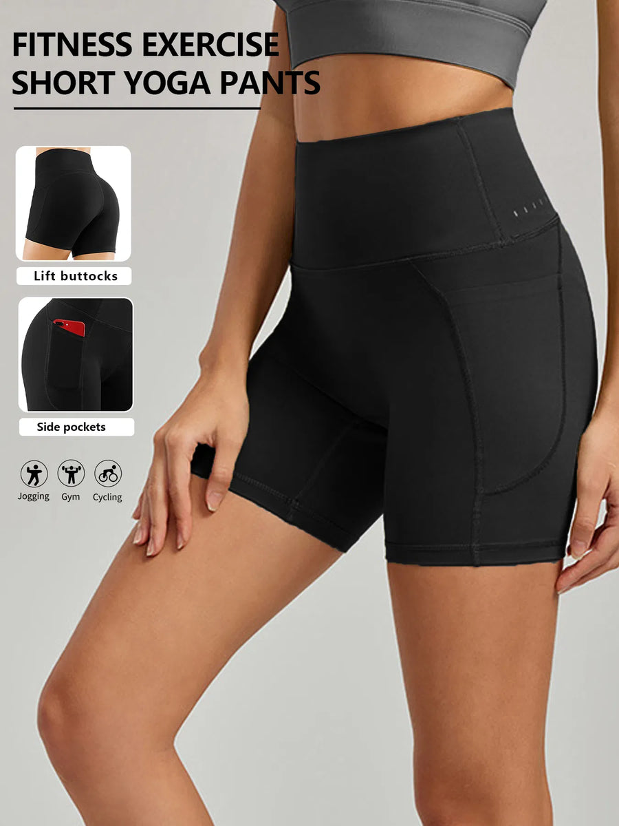 Plus Size High Waist Yoga Biker Shorts