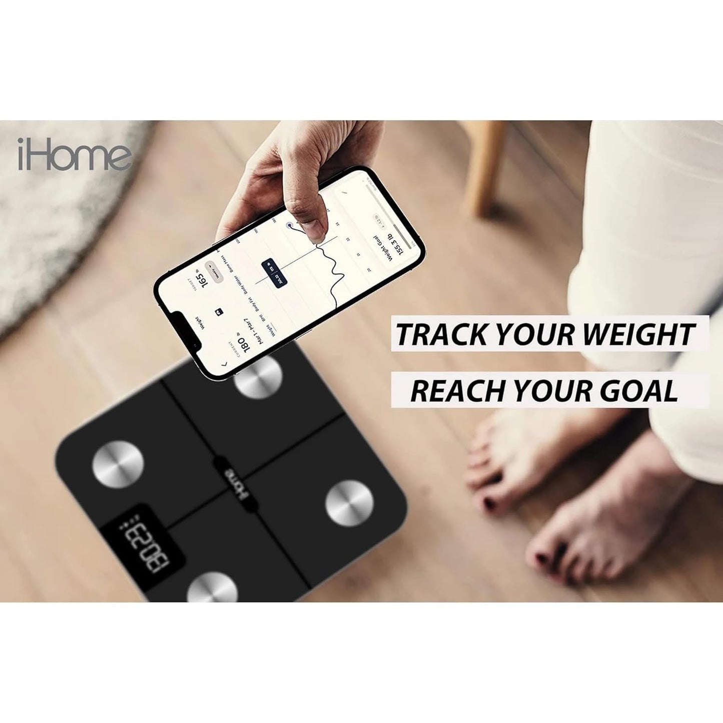 Digital Wifi Smart Scale for Body Weight, Weight Scale, Including BMI, Body Fat, Muscle Mass, Batteries Included (Black Smart Wifi)