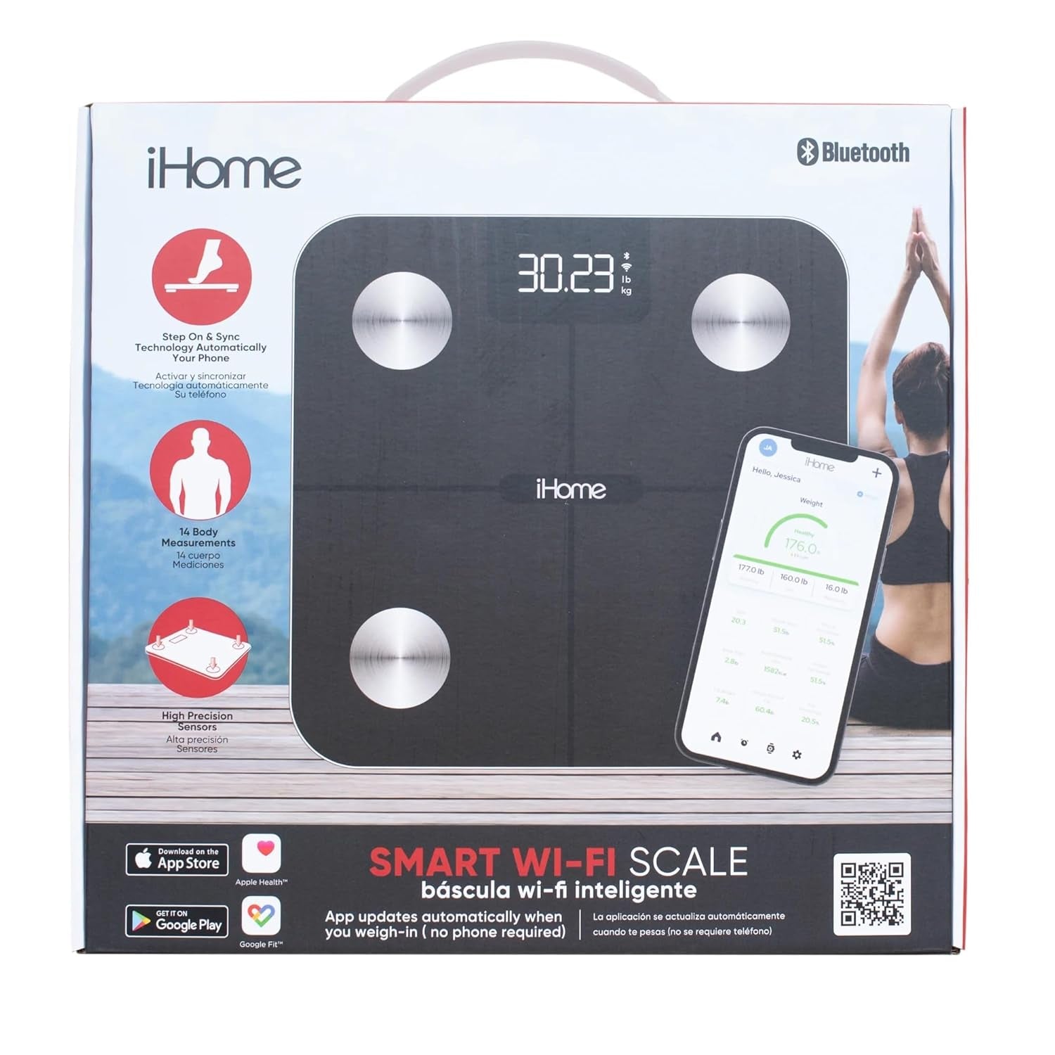 Digital Wifi Smart Scale for Body Weight, Weight Scale, Including BMI, Body Fat, Muscle Mass, Batteries Included (Black Smart Wifi)