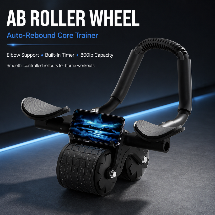Ab Roller Wheel with Timer & Auto-Rebound