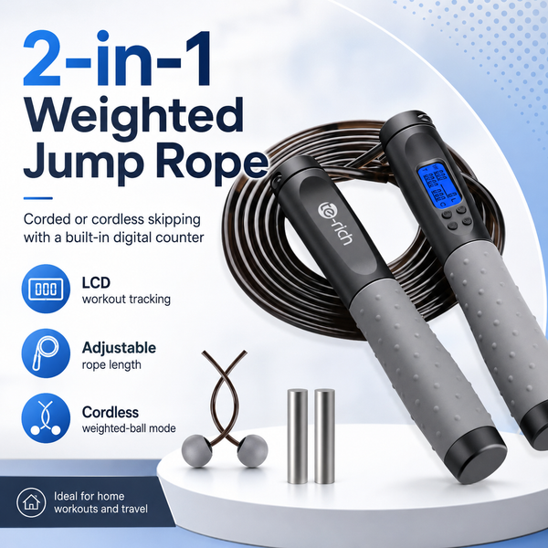Weighted Jump Rope with Counter, Cordless 2-in-1