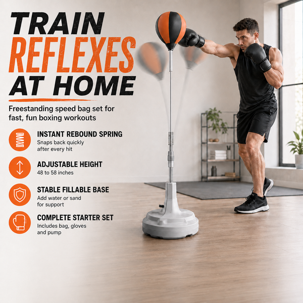 Freestanding Speed Bag Boxing Set with Stand & Gloves