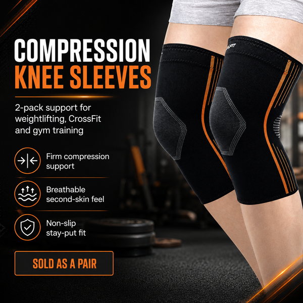 Compression Knee Sleeves, 2-Pack, Gym Knee Support