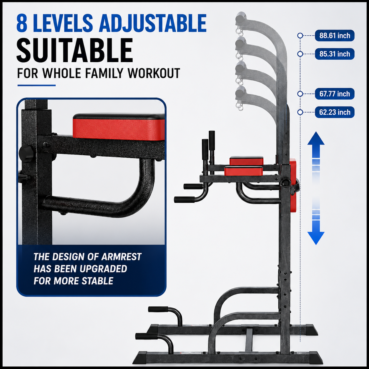 Power Tower, Pull-Up & Dip Station, 480lb Capacity