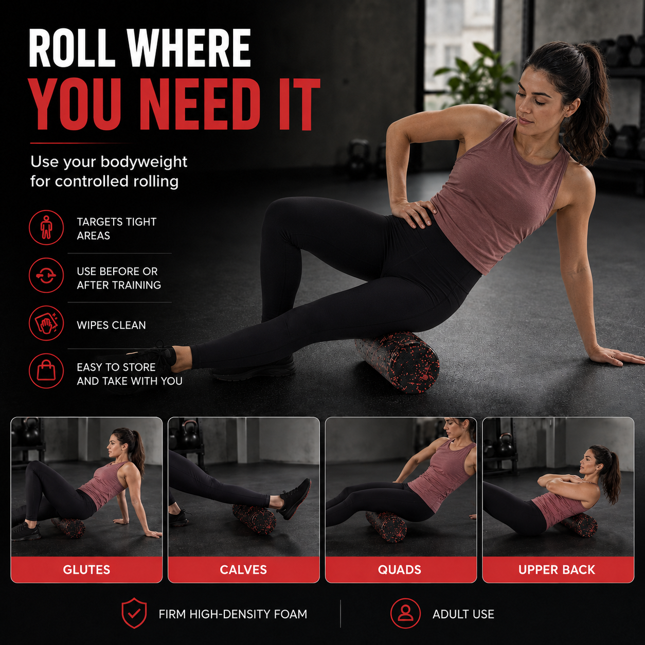 High-Density Foam Roller for Muscle Recovery & Mobility