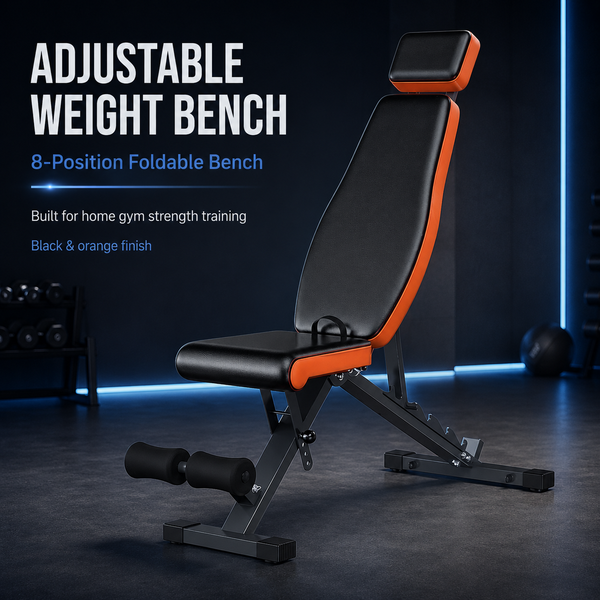 Adjustable Weight Bench, 8 Positions, Foldable