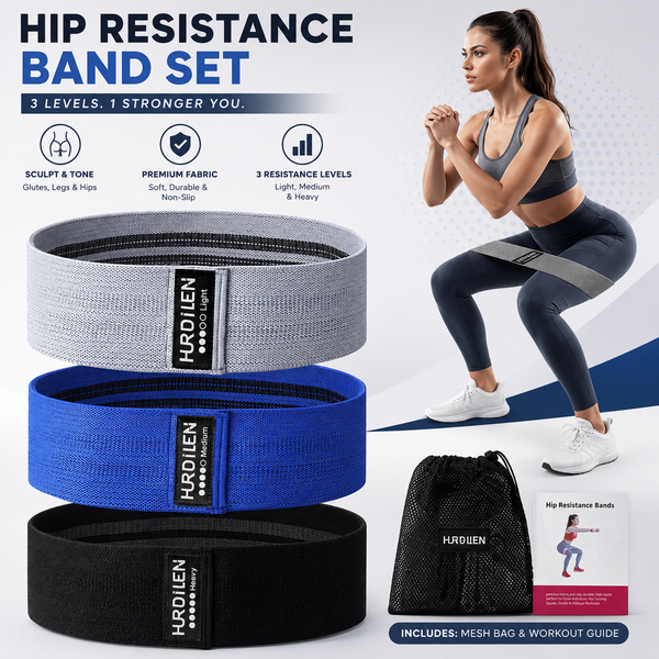 Resistance Bands Set, 3 Levels, for Home Workouts