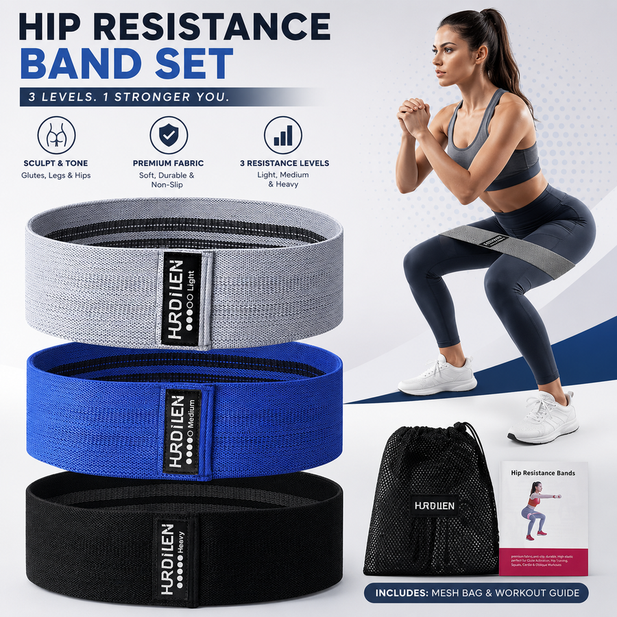 Resistance Bands Set, 3 Levels, for Home Workouts